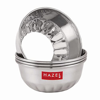 Image 1 of Stainless Steel / Set of 4 for the product HAZEL Stainless Steel Modern Mixing Bowls 300 ml Each, Set of 4