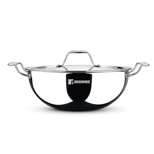 Image 9 of BERGNER Argent Triply Deep Kadai with Stainless Steel Lid