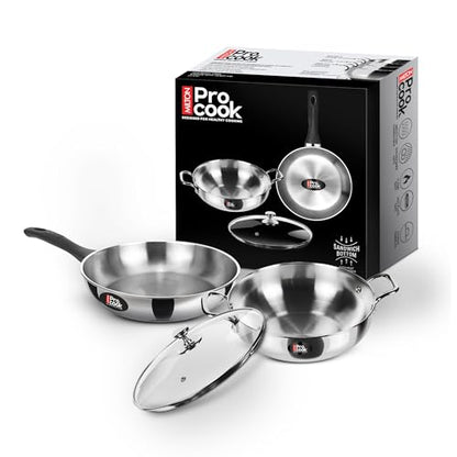 Image 1 of Default Title for the product MILTON Pro Cook 3 Pc Cookware Set Stainless Steel