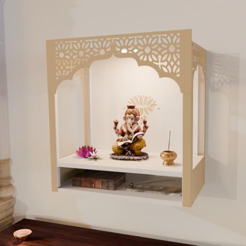 Image 1 of Default Title for the product NIVED NANDINI Metal Mandir with Spotlight 19 x 18 x 10 inch