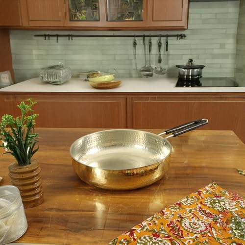 Image 5 of Spillbox Kadhai Hammered Sauce Pan (Brass Gold)