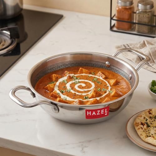 Image 8 of Honeycomb Triply Kadhai / 2500 ml for the product HAZEL Triply Stainless Steel Kadhai