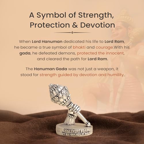 Image 3 of Astrotalk Shri Hanuman Gada Idol (2.7x4) Inch | 999 Silver Finish | Hanuman Chalisa Chaupai Engraved for Strength, Courage & Protection | Home Decor & Car Dashboard God Idol | Gift for Man & Woman