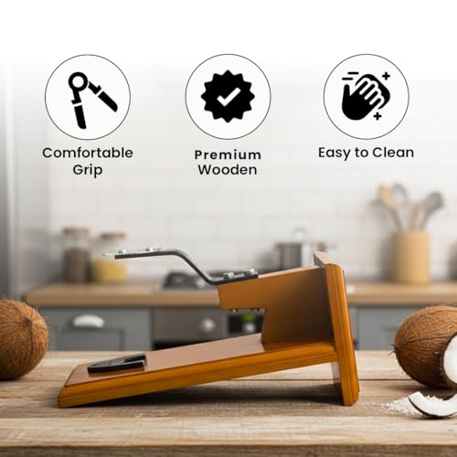 Image 6 of Buyro Traditional Polished Wooden Table-Top Manual Coconut Scraper 850 g