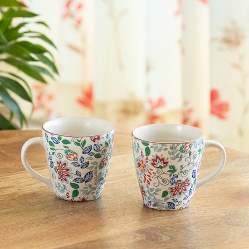 Image 1 of Default Title for the product ExclusiveLane Spring Garden Handcrafted Ceramic Coffee Mug Set of 2, 330 ML