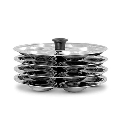 Image 5 of Pigeon Hot 24 Stainless Steel Idli Cooker & Steamer | ISI Certified | 4 Idli Plates with 6 Cavities Each (Makes 24 Idlis) | Includes Steamer Plate | Multipurpose Cooking Pot | Food Grade Stainless Steel | Gas & Induction Compatible