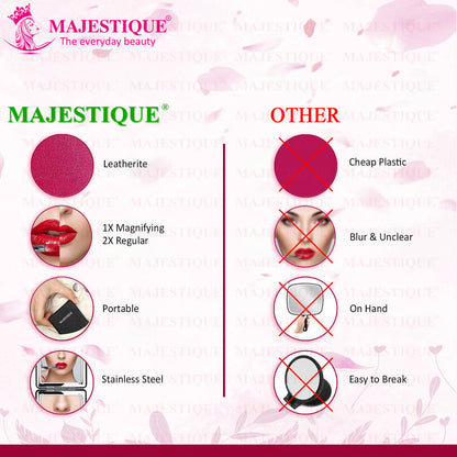 Image 6 of Majestique Compact Hand Mirror, Leatherette Texture For Men And Women