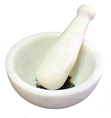 Image 5 of KLEO Natural White Marble Stone Mortar And Pestle Set 6" Wide Big Size