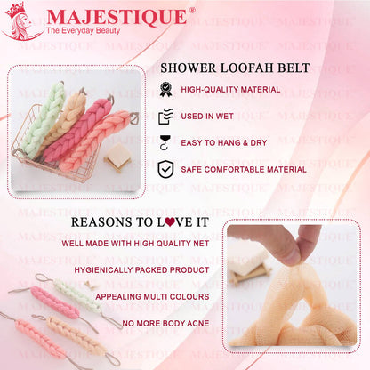 Image 4 of Majestique Mesh Bath Belt Shower Sponge (Color May Vary)