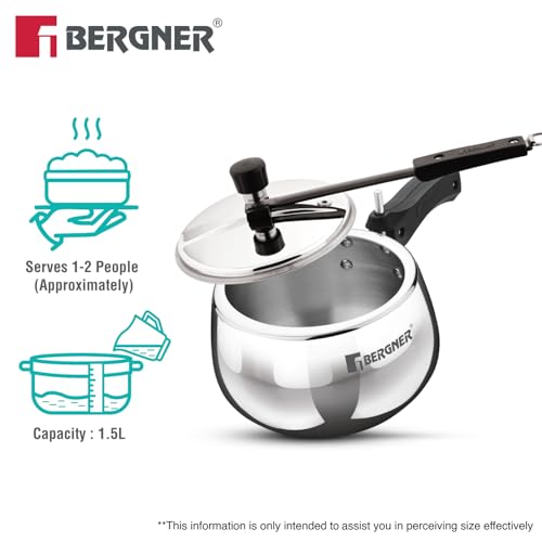 Image 4 of BERGNER Bergner Shouraya Triply Stainless Steel Pressure Cooker 1.5 Litres