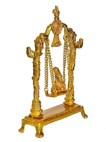 Image 3 of AONA Brass Bal Gopal Ladoo Gopal Jhula Swing
