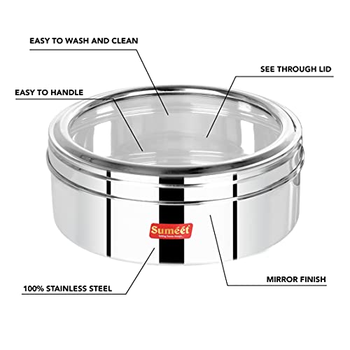 Image 5 of Sumeet Stainless Steel Flat Canisters/Puri Dabba Storage Containers Set of 2