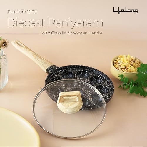 Image 4 of Lifelong Diecast Aluminum Paniyaram Pan 12 Pits 1.5kg 0.54L 25cm Diameter
