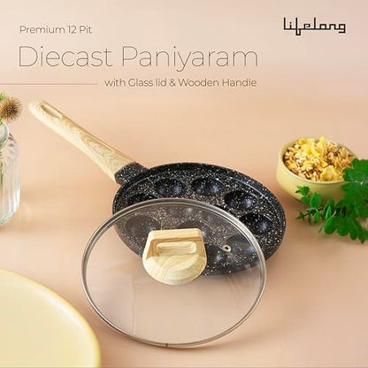 Image 4 of Lifelong Diecast Aluminum Paniyaram Pan 12 Pits 1.5kg 0.54L 25cm Diameter