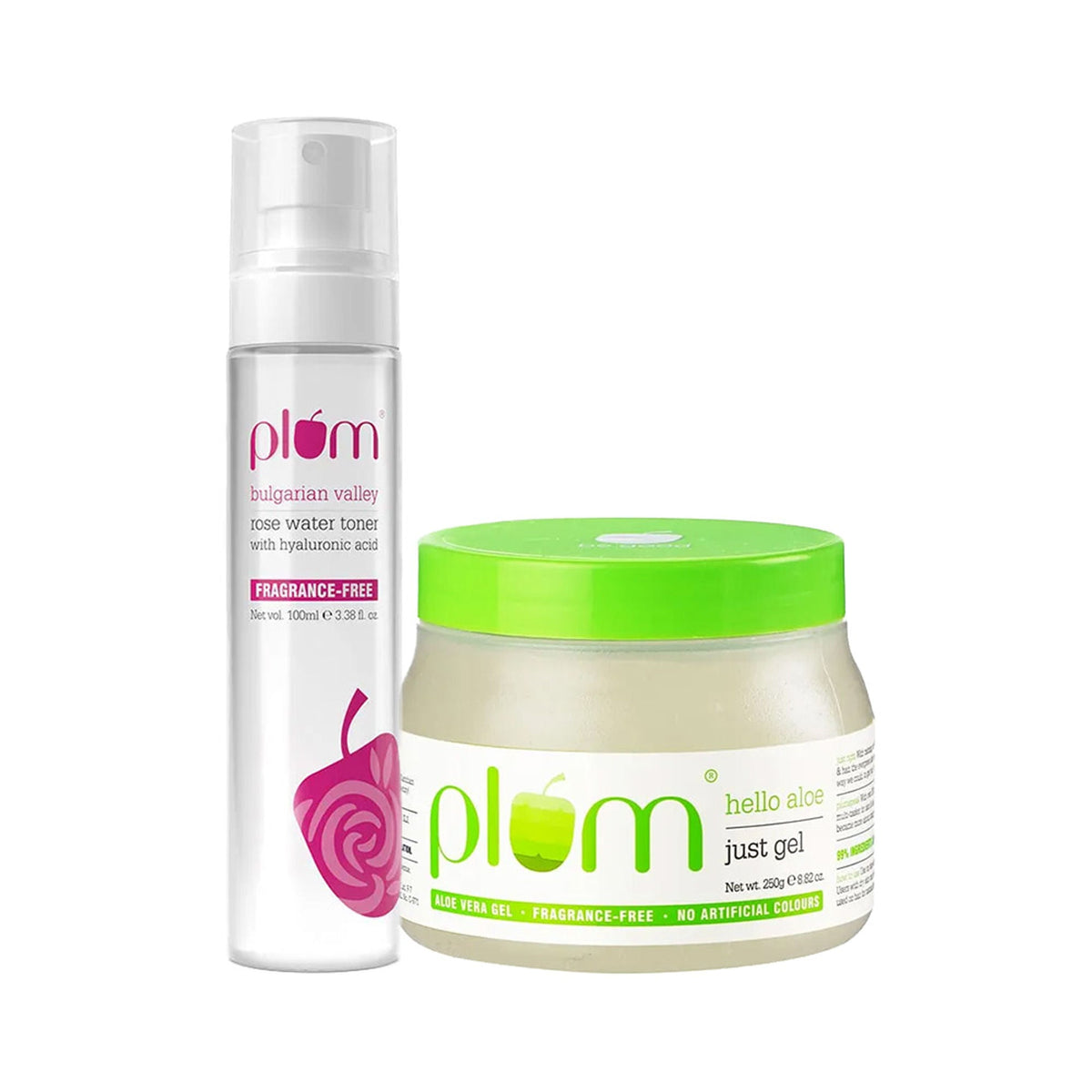 Image 1 of combo / Pack of 1 for the product Plum Gentle Skin Soothers Duo Best Aloe Vera Gel - 99% Natural Rose Water Toner With Hyaluronic Acid