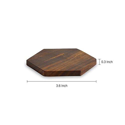 Image 5 of ExclusiveLane Six Cornered Spring Wooden Coasters Set of 6