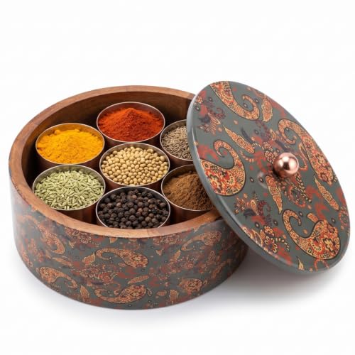 Image 5 of Grey 1 for the product nestroots Wooden Masala Box for Kitchen