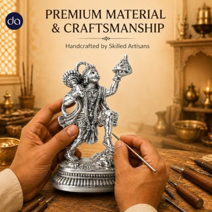 Image 4 of Dev Aastha 999 Silver Plated Hanuman idol for home with Sanjeevani - 5.2 Inch