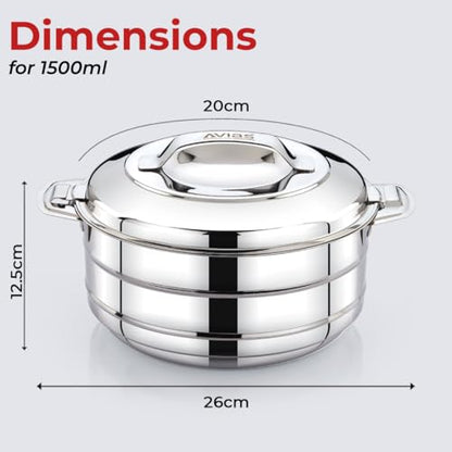 Image 6 of AVIAS Astra Plus Stainless Steel Casserole Set, 1000ml, 1500ml & 2500ml