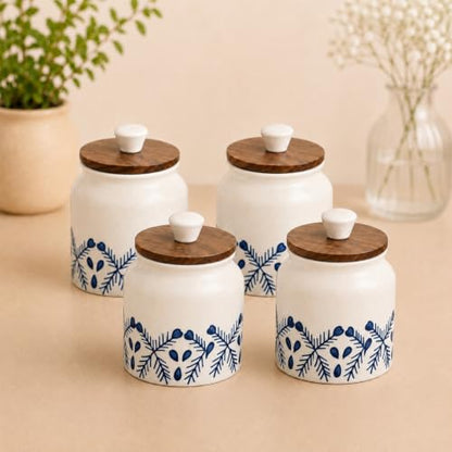 Image 1 of Default Title for the product ExclusiveLane Royal Mughal Airtight Ceramic Jars for Kitchen Storage (Set of 4, 380 ml Each)