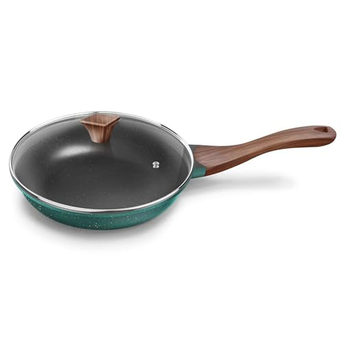 Image 1 of Default Title for the product Preethi Artistic Collection Die Cast Non Stick Fry Pan, 24 cm,with Glass Lid, 5 Star Non Stick Effect, Cook & Serve, Ocean Green