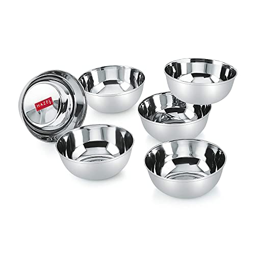 Image 1 of Default Title for the product HAZEL Stainless Steel Modern Bowl - Set of 6, Silver