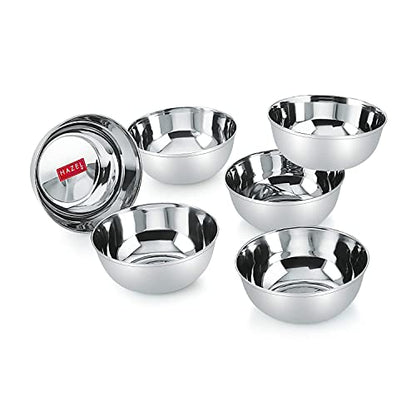 Image 1 of Default Title for the product HAZEL Stainless Steel Modern Bowl - Set of 6, Silver