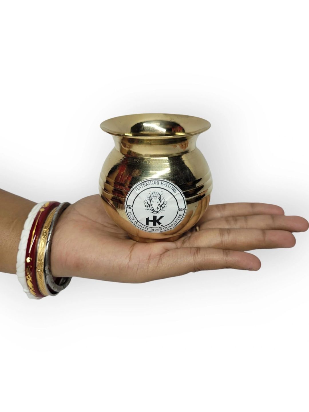 Image 3 of HATEKHORI Brass Mangal Kalash