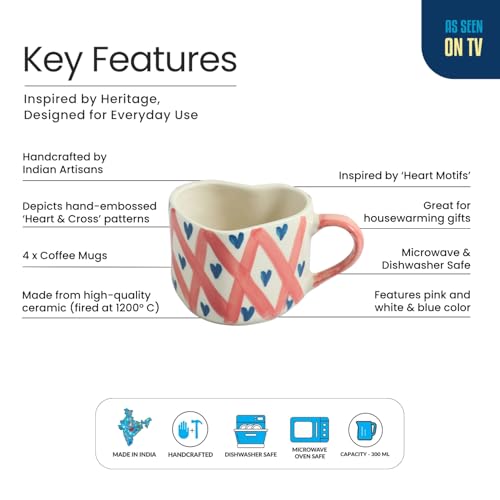 Image 4 of ExclusiveLane Sweetheart Ceramic Coffee Mugs Set of 4 300 ml