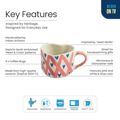 Image 4 of ExclusiveLane Sweetheart Ceramic Coffee Mugs Set of 4 300 ml