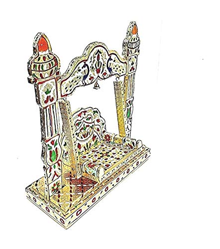 Image 1 of Default Title for the product Handicrafts Meenakari Krishna Wooden Jhula for Laddu Gopal Idol for Home Temple