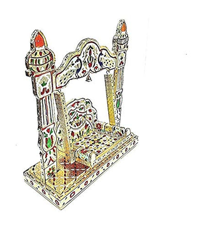 Image 1 of Default Title for the product Handicrafts Meenakari Krishna Wooden Jhula for Laddu Gopal Idol for Home Temple
