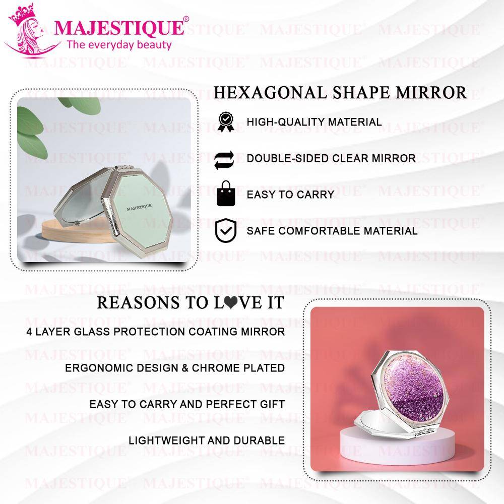 Image 6 of Majestique Dual Side Hexaglitter Pocket Mirror
