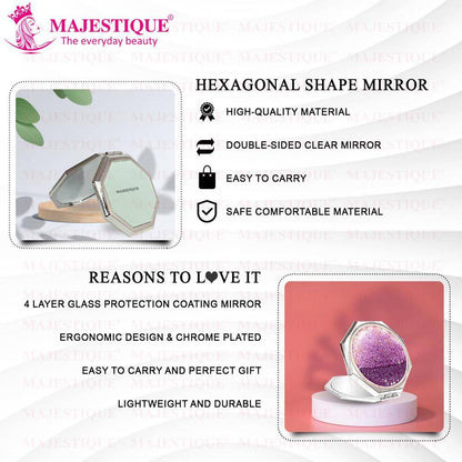 Image 6 of Majestique Dual Side Hexaglitter Pocket Mirror