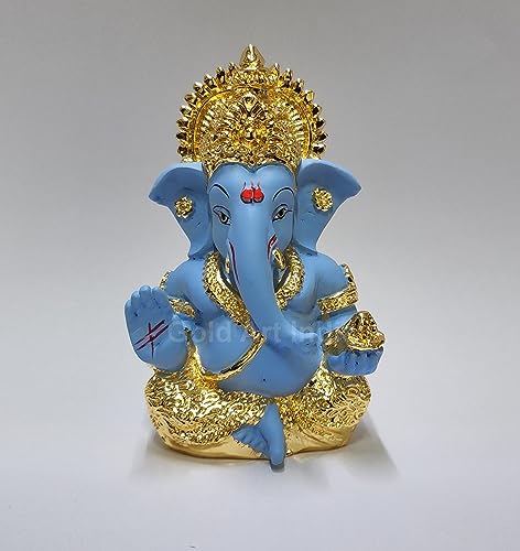 Image 29 of MukutGoldBlue for the product Gold Art India Ganesha Idol