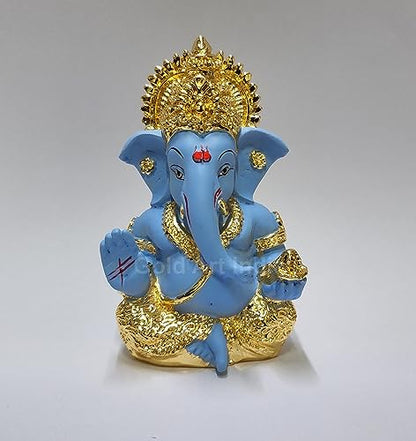 Image 29 of MukutGoldBlue for the product Gold Art India Ganesha Idol