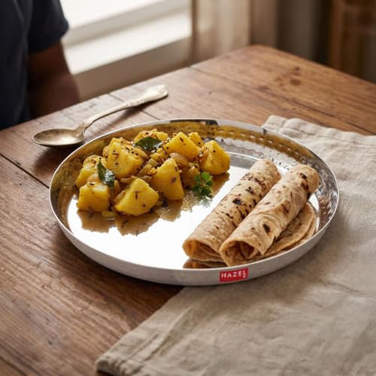 Image 2 of HAZEL Stainless Steel Lunch Plate 23 cm