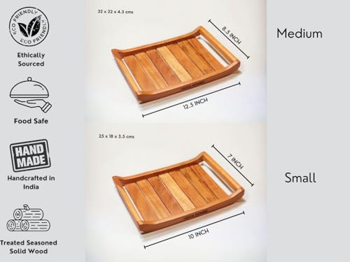 Image 3 of Vesta Homes Set of 2 Gravitas Acacia Wood Rectangular Serving Tray 33 x 22 cm; 25 x 18 cm