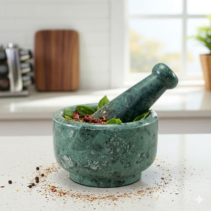 Image 3 of KLEO Natural Stoneware Mortar and Pestle Set 5-Inch Width