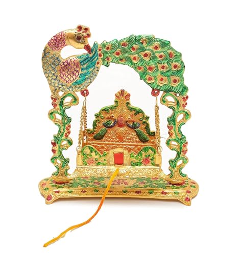 Image 1 of Default Title for the product Labhcart Metal laddu Gopal Jhula Palna for Laddu Gopal Ji for 0 to 3 Number)(D12)