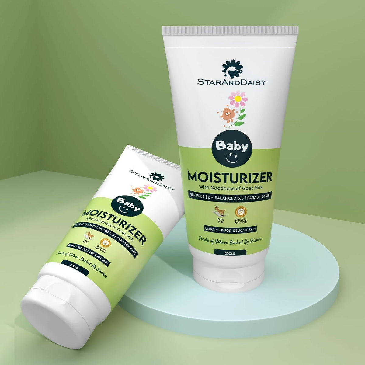 Image 1 of 200 ml for the product StarAndDaisy Baby Moisturizer with Shea Butter and Goat Milk, SLS Free & Paraben free with pH 5.5, Ultra Mild