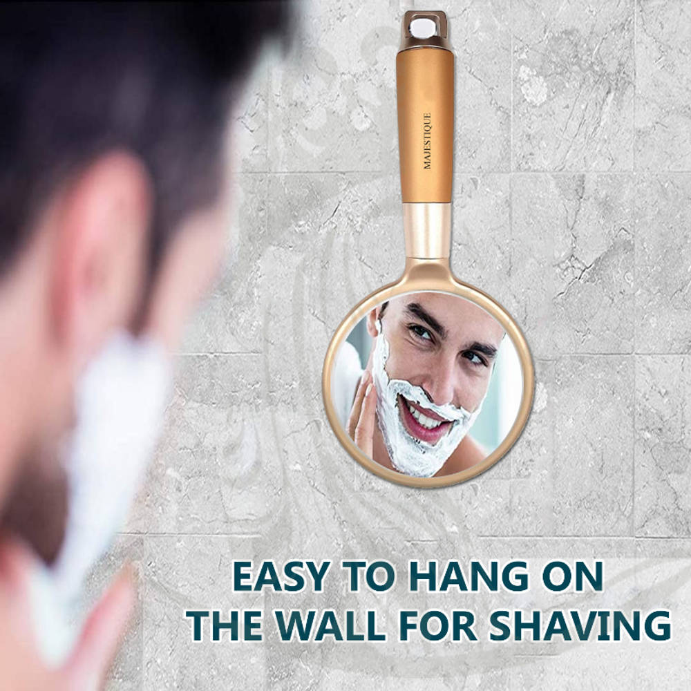 Image 5 of Majestique Handle Mirror for Makeup - Gold Finesse 8 Inch for Travel for Men and Women