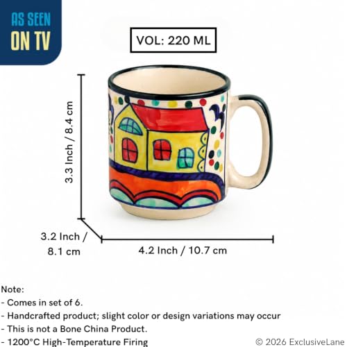 Image 6 of ExclusiveLane The Hut Hangouts Ceramic Tea Cups Set of 6 (220 ml)