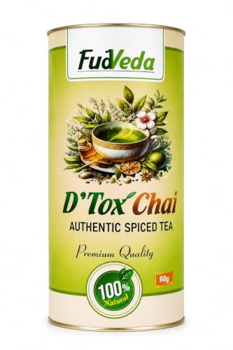 Image 1 of Pack of 1 for the product FudVeda Premium Natural Loose Leaf Tea | Authentic Tea Blend | Rich Aroma & Smooth Taste | Hygienically Packed | Daily Refreshment (D'tox Chai, Pack of 2)