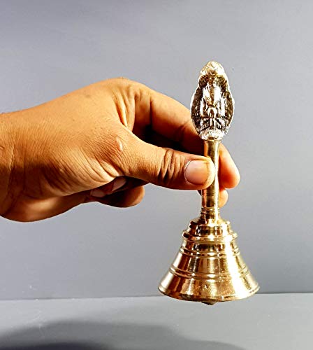 Image 3 of Esplanade - Brass Pooja Puja Bell Ghanti, Golden - 5" Inches