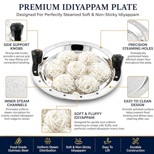Image 6 of Eurostyle Premium Stainless Steel Idli, Idiyappam & Dhokla Steamer - ISI Mark Certified - (2Idli plates(6 idlis)  Steamer) for Flawless Fluffy Idlis - 1.5L capacity - 3Years warranty (Stainless Steel) - Royal 6 Deluxe