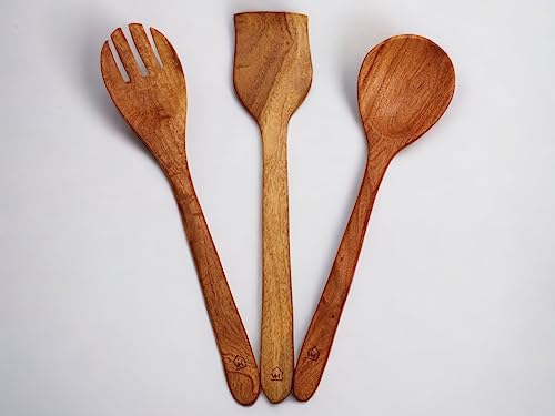 Image 4 of Vesta Homes Neem Wood Spoon Compact Flip Spatula Ladle Kitchen Tools