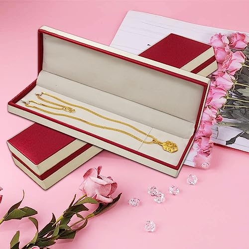 Image 3 of atorakushon Satin Long Chain Box Jewellery Organizer Locker Box Maroon 4 Pieces