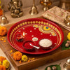 Image 1 of Red & Gold With Golden Paisley Motif for the product JH Gallery Pooja Thali Set