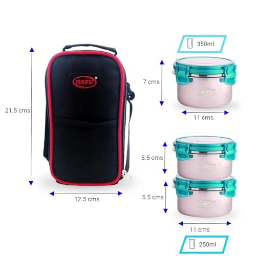 Image 3 of MARU Stainless Steel Lunch Box Set of 3 (250ml*2 + 350ml)